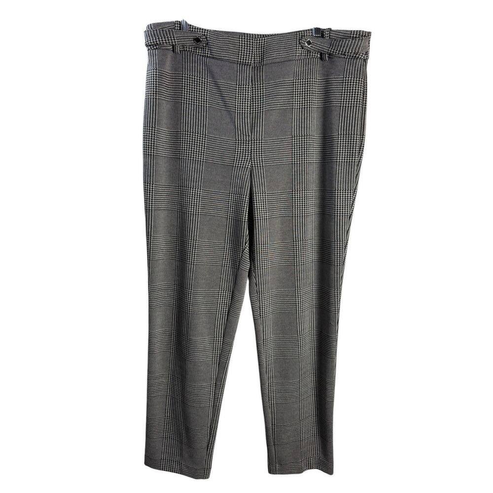 Calvin Klein Dress Pants Womens Size 16 Straight Leg Hi Rise‎ Bk Wt Plaid Tweed